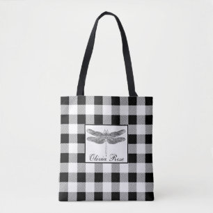 Bolsa Tote Dragão branco-preto Elegante