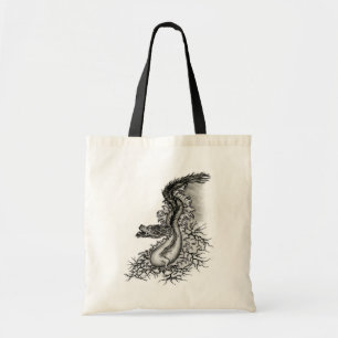 Bolsa Tote Dragão chinês, Design preto e branco em tatuostilo