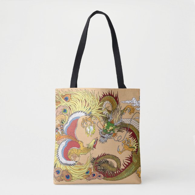 Bolsa Tote Dragão chinês e fênix (Frente)