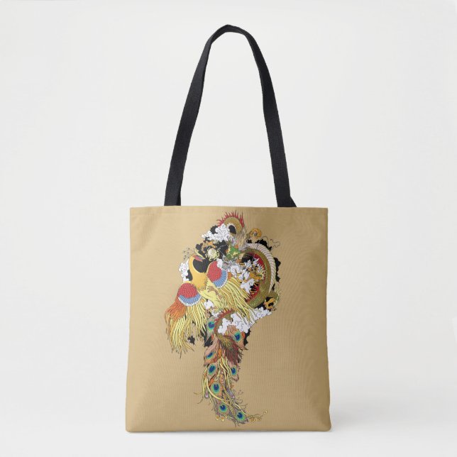 Bolsa Tote Dragão chinês e fênix (Frente)