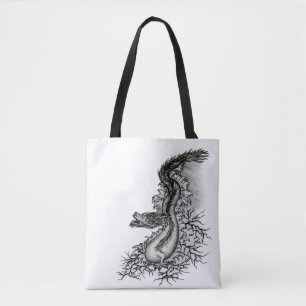 Bolsa Tote Dragão chinês em estilo de tatuagem