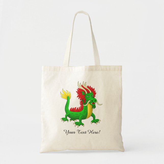 Bolsa Tote Dragão Chinês Verde (Frente)