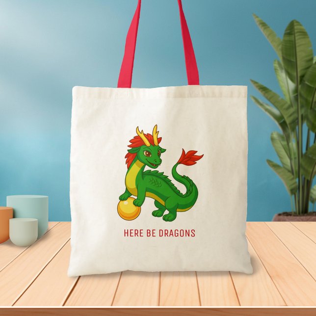 Bolsa Tote Dragão Chinês Verde (Criador carregado)