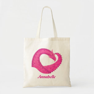Bolsa Tote Dragão-coração rosa-quente em branco
