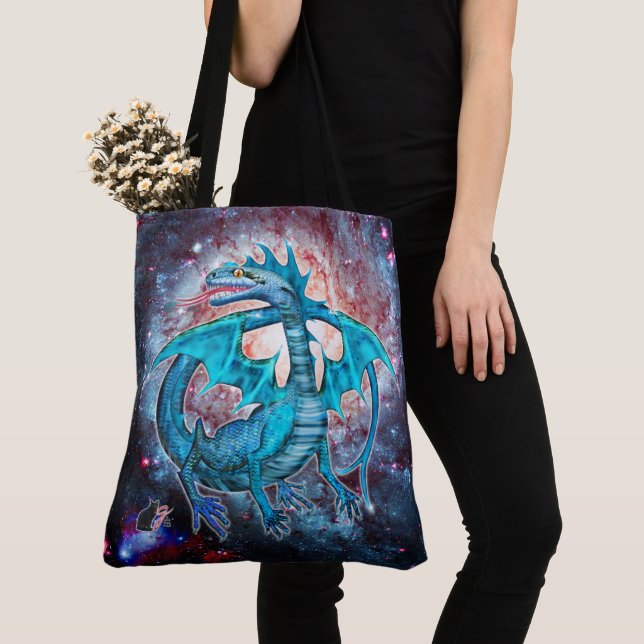 Bolsa Tote Dragão Cósmico Turquesa (Close Up)