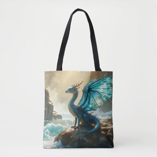 Bolsa Tote dragão de água azul (Frente)