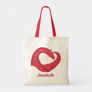 Bolsa Tote Dragão de coração vermelho personalizado