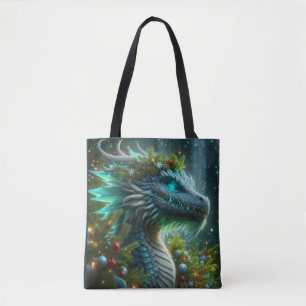 Bolsa Tote Dragão de Natal de Turquesa Magnética