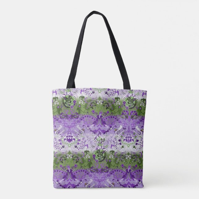 Bolsa Tote Dragão do Genderqueer Damask - Sinalizador do Orgu (Verso)