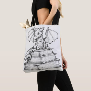Bolsa Tote Dragão e Livros em Cuada