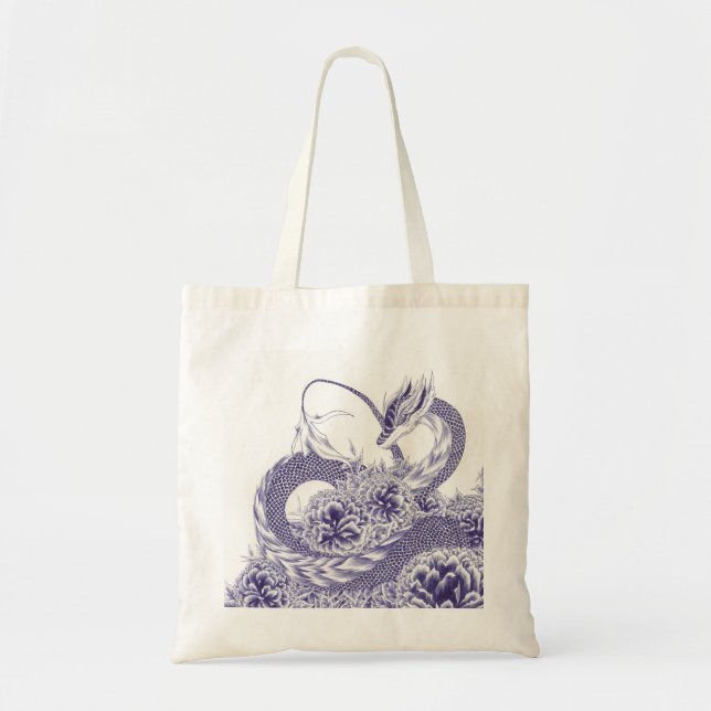 Bolsa Tote Dragão "Em Jogo" e Saco de Tote de Peony (Frente)