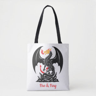 Bolsa Tote Dragão Fantasia Gráfica Personalizável Respirando