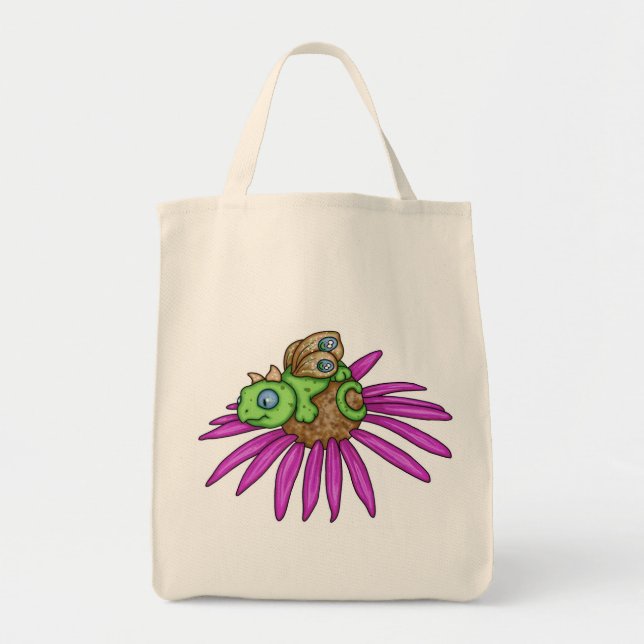 Bolsa Tote Dragão feericamente em um coneflower por Carrie (Frente)