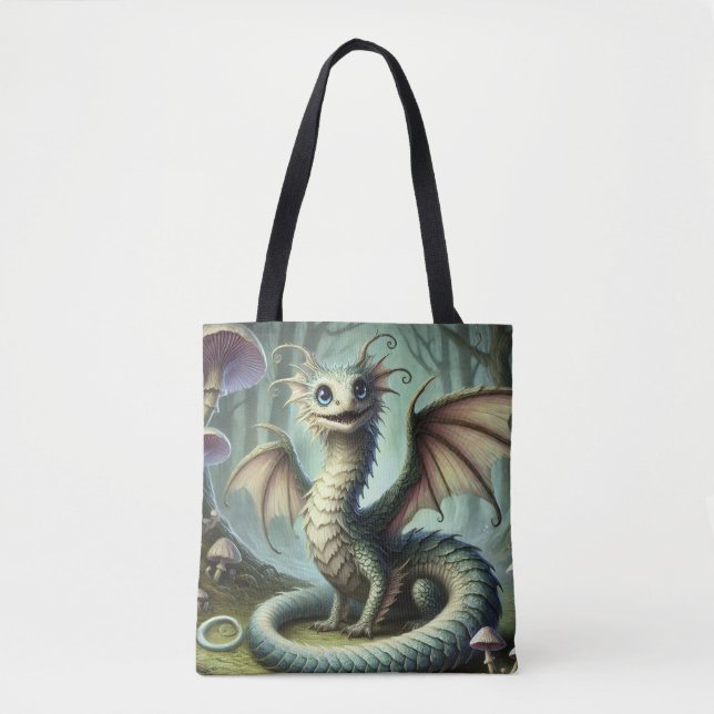 Bolsa Tote Dragão Jabberwocky - Criatura da Fantasia Cuta (Frente)