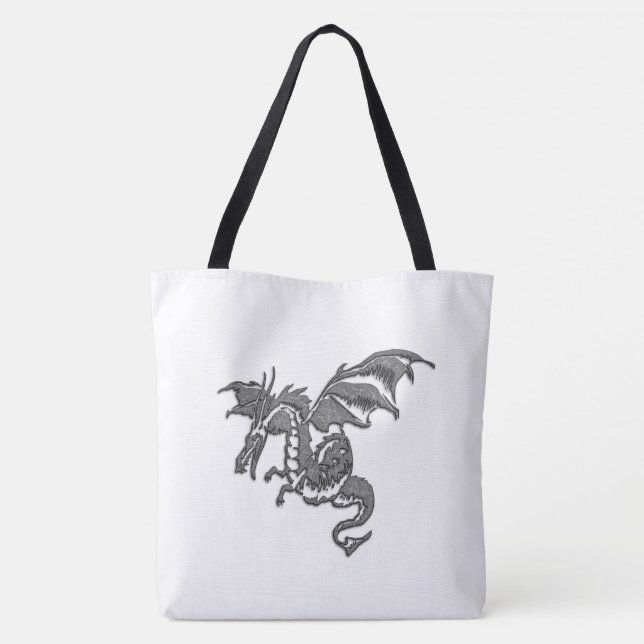 Bolsa Tote Dragão prateado (Verso)