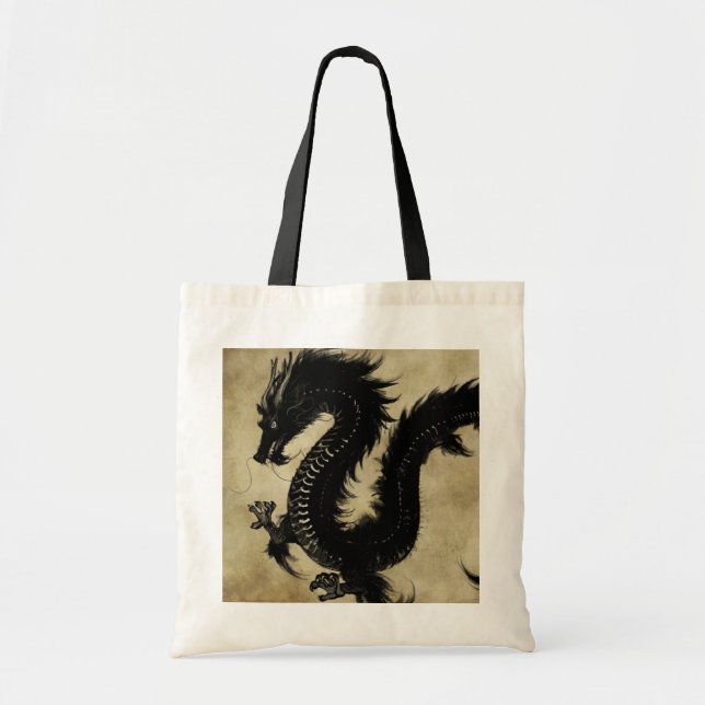 Bolsa Tote Dragão preto (Frente)