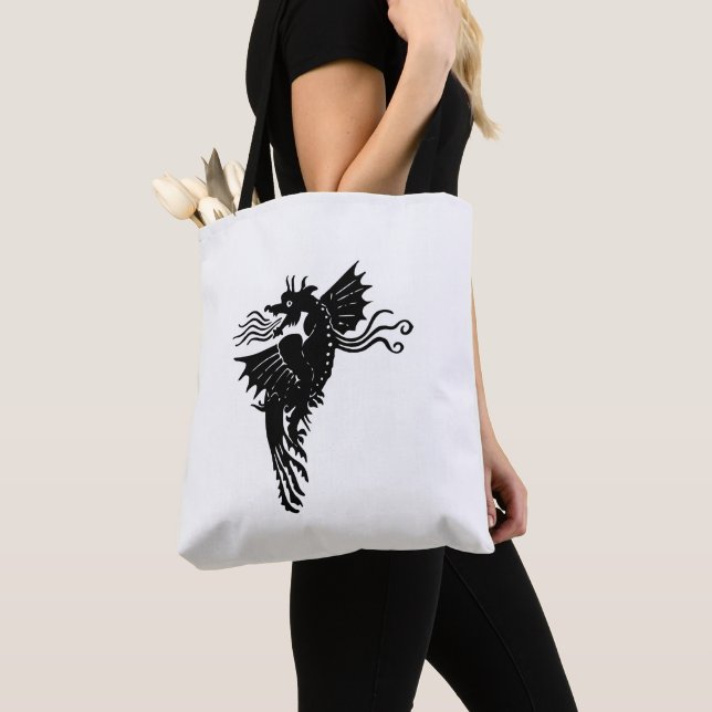 Bolsa Tote Dragão Silhouette Spirit Animal Emblem Tob Bag (Close Up)