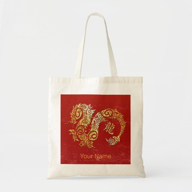 Bolsa Tote Dragão - Símbolo de constelação do Horóscopo Chinê (Frente)