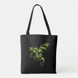 Bolsa Tote Dragão Verde em Preto