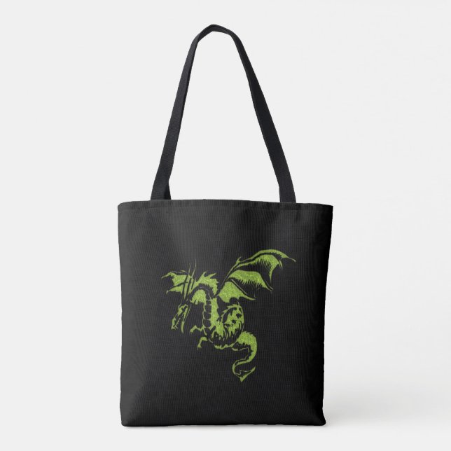 Bolsa Tote Dragão Verde em Preto (Verso)