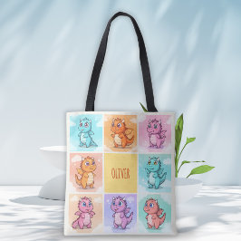 Bolsa Tote Dragões Desenhos Coloridos Fofos