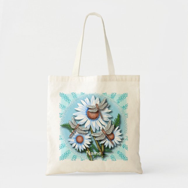 Bolsa Tote Dragonfly Blue Daisies (Frente)