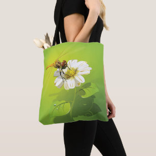 Bolsa Tote Dragonfly Em Um Saco De Toque Flor