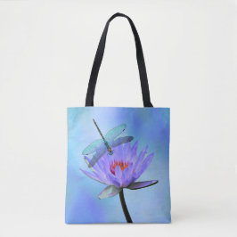 Bolsa Tote Dragonfly on Water Lily All-Over Impressão