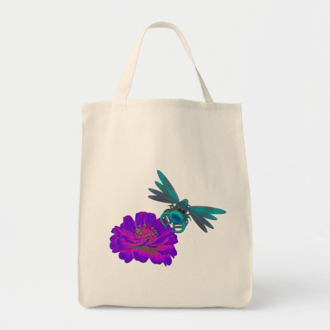 Bolsa Tote Dragonfly Whimsic Em Saco De Tota Flor (Frente)