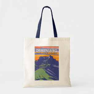 Bolsa Tote Drakensberg África do Sul Retro de Viagem de Arte 