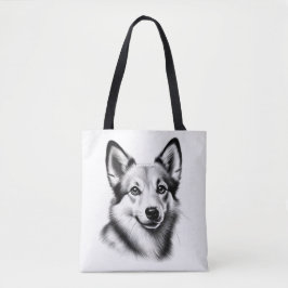 Bolsa Tote Drawing Norwegian Lundehund