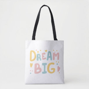 Bolsa Tote Dream Big Pastel Hearts