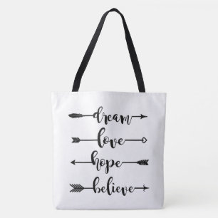 Bolsa Tote Dream Love Hope Acredite em Setas