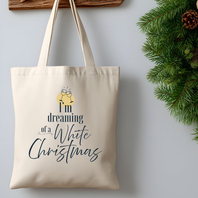 Bolsa Tote Dreaming of A White Wine Christmas Modern  (Criador carregado)
