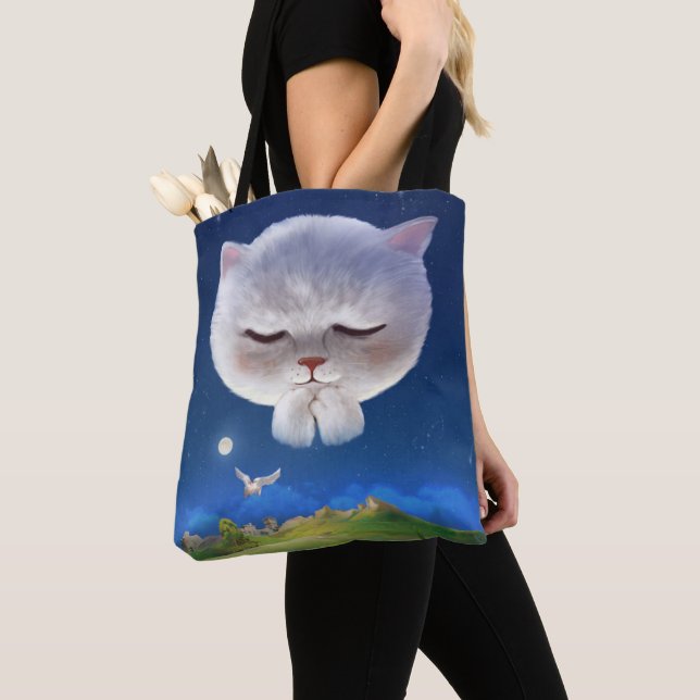 Bolsa Tote Dreamnight Sky com Cat (Close Up)