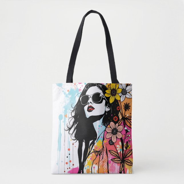 Bolsa Tote Dreamy Botanical Portrait Art 🦋 (Frente)