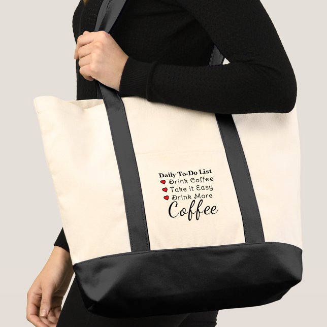 Bolsa Tote Drink more coffee to do list red (Criador carregado)