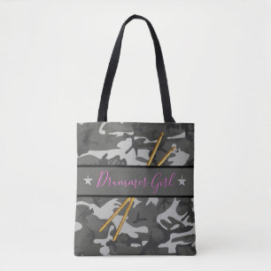 Bolsa Tote Drummer Girl Drumsticks Banda de perfuração 