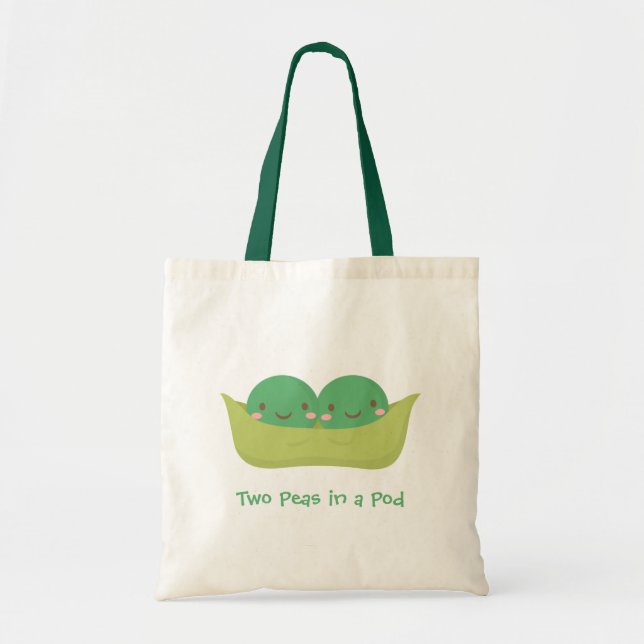 Bolsa Tote Duas Ervilhas Fofas num Vagem para a Mamãe (Frente)