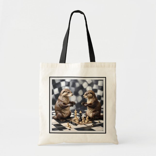Bolsa Tote Duas Tartes Jogando Xadrez, (Frente)