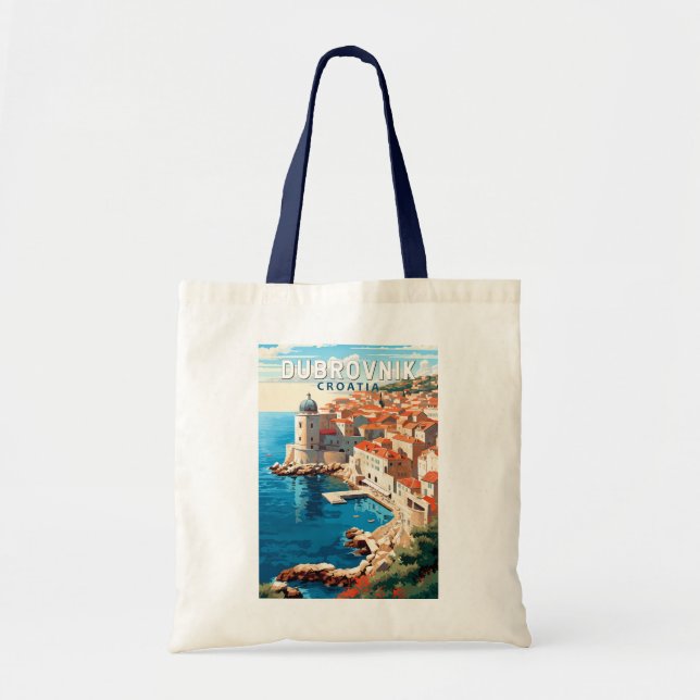 Bolsa Tote Dubrovnik Croácia Viagem Art Vintage (Frente)
