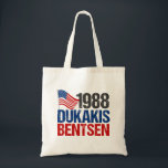 Bolsa Tote Dukakis Bentsen Funny Retro Eleição 1988<br><div class="desc">Uma campanha política curiosa e vintage,  com os candidatos ao partido democrático nos anos 80. Michael Dukakis e Lloyd Bentsen para o presidente. Presente de humor democrático.</div>