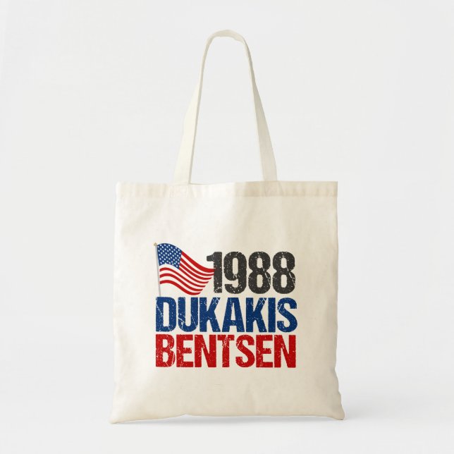 Bolsa Tote Dukakis Bentsen Funny Retro Eleição 1988 (Frente)