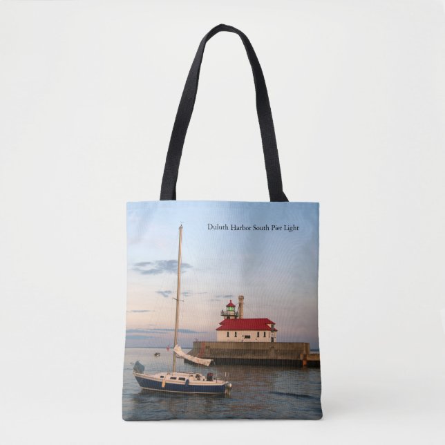 Bolsa Tote Duluth Harbor South Pier Light e saco de toques (Frente)