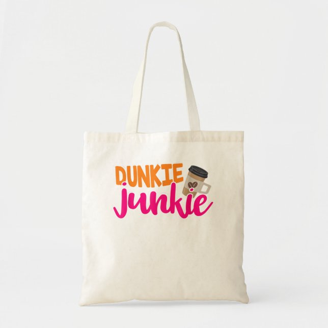 Bolsa Tote Dunkie Junkie - Engraçado Café Lover Dizendo (Frente)