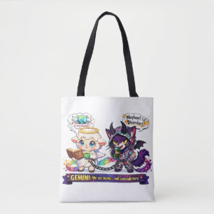 Bolsa Tote Dupla Personalidade do Zodíaco de Gêmeos, Anjo Cor