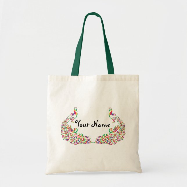 Bolsa Tote Duplo Arco-Íris de Peacock (Frente)