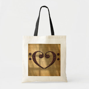 Bolsa Tote Duplo Bass Clef Heart Over Sheet Music