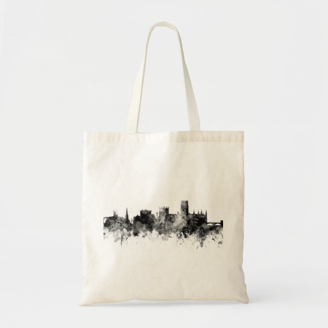 Bolsa Tote Durham England Skyline Cityscape Black White (Frente)