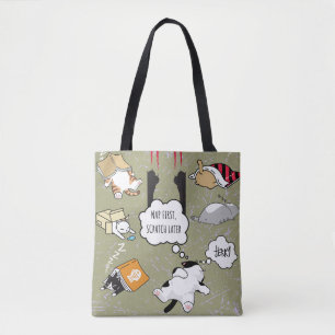 Bolsa Tote "Durma Primeiro, Coce Depois" Gatinhos Adormecidos